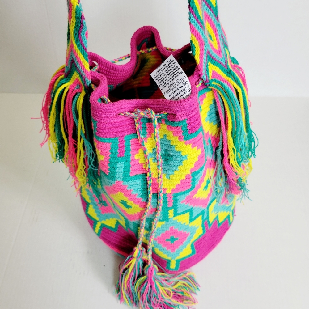 Vibrant‎ Colorful Woven Boho Bucket Bag